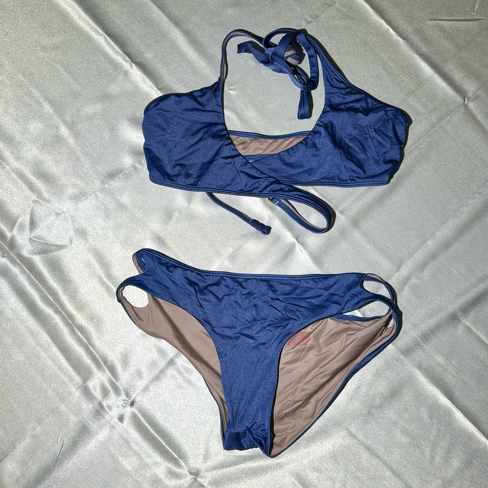 Blue Wrap Victoria’s Secret Cross Front Bikini Size M
